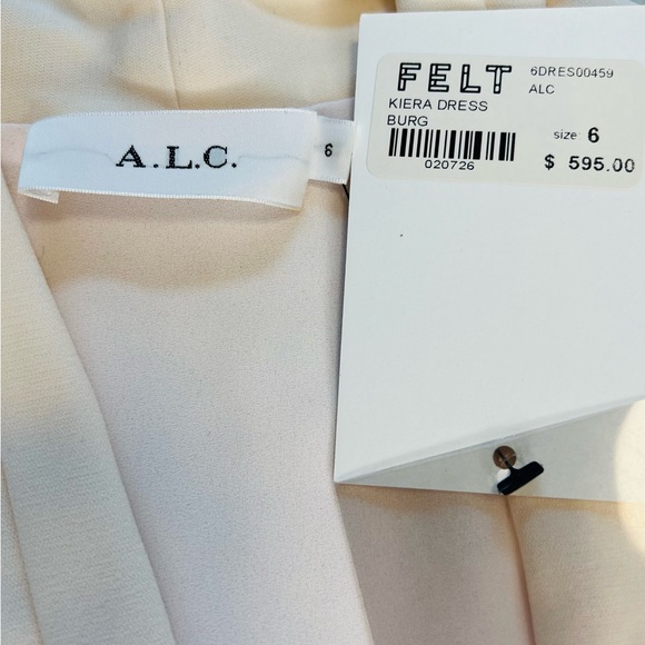 NWT A.L.C. Kiera Belted Long Sleeve Pale Pink Crepe Dress Size 6 - Picture 6 of 9